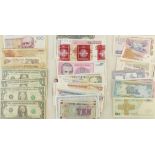 Collection of World banknotes: Dozens of various dated world bank notes including several dollars