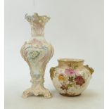 Doulton Burslem embossed Vases: 19th Century Doulton Burslem embossed floral vase,