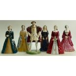 Coalport Henry VIII Figures: Henry VIII, Katherine of Aragon, Seconds figures Jane Seymour,