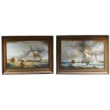 Robinson Jones signed large Nautical scenes Oil on Canvas: An impressive pair of oil paintings by