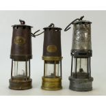 A collection of Brass Miners / Safety Lamps to include: E Thomas & Williams Cambrian item,