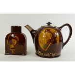Royal Doulton Kingsware Teapot & Caddy: Royal Doulton Kingsware teapot "The cup that cheers" with