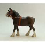 Beswick Clydesdale Shire Horse: 2465, Chocolate brown matt in show harness.