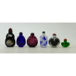 A collection of Chinese glass Perfume Bottles: Collection of Chinese perfume bottles decorated with