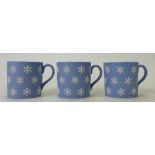 A set of 3 modern Wedgwood studio style espresso cups: With snowflake decoration and glazed