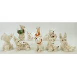 Beswick comical Dog collection: Figures including dog with accordion 811, dog asleep on drum,