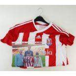 Stoke City FC shirt signed by Peter Crouch and photo: Stoke City FC season 2012/13 never worn shirt