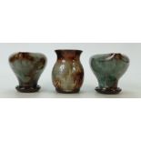 Three Welsh Ewenny Studio pottery Vases: Height of largest 12cm
