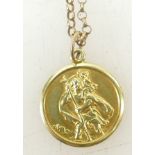 9ct gold St Christopher & 54cm 9ct belcher chain, 6.