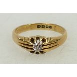 18ct gold & Diamond Signet Ring: Gents diamond (approx 20 pts / 0.