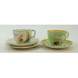 Burleigh 'Pussy' cup & saucer + 1 other: Two cups & saucers - one by Burleigh,