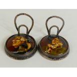 Royal Doulton pair miniature Kingsware Menu Holders: Royal Doulton pair of rare miniature Kingsware