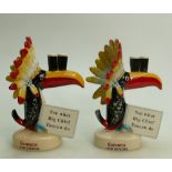 Two Royal Doulton Advertising figure Big Chief Toucan: Figure ref MCL3 x 2, limited edition.