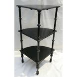 19th Century three tier black Ebony Whatnot: 19th Century three tier black Ebony Whatnot