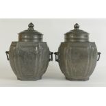 Two Yih Tai Chong Changsha Pewter Tea Caddy / Caddies: 2 items, Quing Dynasty,