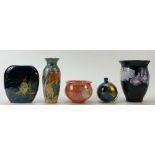 A collection of Lise Moorcroft pottery: Lise Moorcroft Art pottery vases including early Rockpool