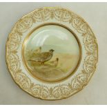 Royal Doulton Josef Hancock Cabinet Plate: Plate marked Tiffany Spotted Grouse,