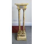 Continental Marble Table / Torchere: Striking decorative 4 pillar marble torchere / plant stand,