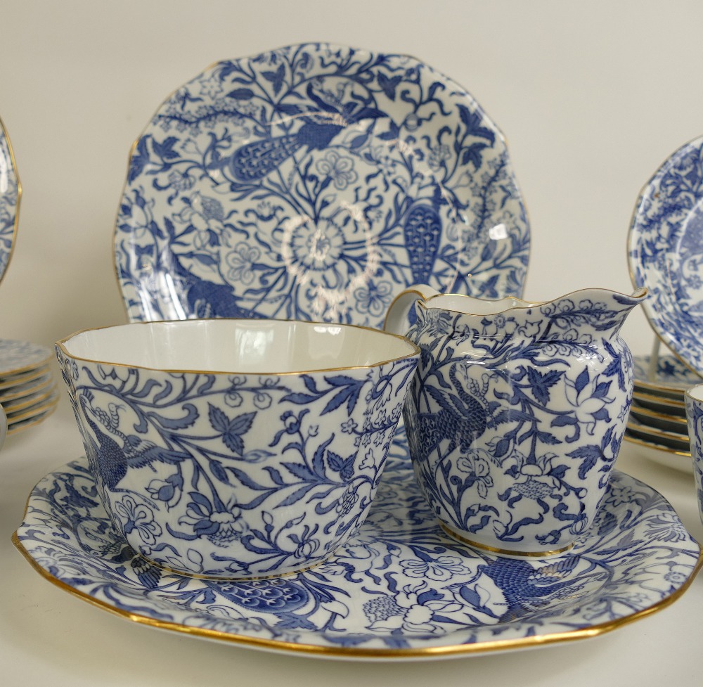 Royal Crown Derby Peacock Blue & White tea ware to include: 12 cups and saucers, - Image 5 of 5