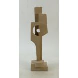 Modernist plastic abstract sculpture: Impressed designer mark to base, height 36cm.