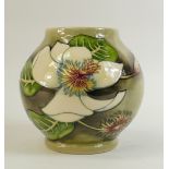 Moorcroft squat Magnolia Gigantia Vase: A squat Moorcroft Vase in the Magnolia Gigantia design,