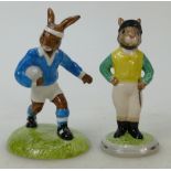 Royal Doulton Bunnykins figures Jockey and Rugby Player: Jockey DB169 and Rugby Player DB318 both