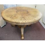 Victorian Rosewood Marquetry circular Tilt Top Table: Victorian Rosewood circular table inlaid all