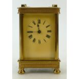 Carriage Clock timepiece: French standard size brass carriage clock, no key, not working.