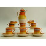 Grays Pottery Art Deco 15 Piece Coffee Set: Decorated with banded oranges