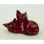 Royal Doulton Flambe Kittens: A small model of a pair of Flambe kittens.