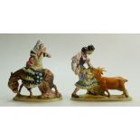 Beswick figure Girl with Goat Eating Hat: Model number 1238 (restuck horn) together with similar