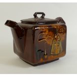 Royal Doulton Kingsware square Witch Tea pot: Royal Doulton Kingsware unusual small square teapot