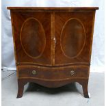 Sheraton Mahogany Inlaid Serpentine small cabinet: Length 67,