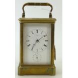 Carriage Clock larger alarm: French larger size brass carriage clock with alarm function, no key,