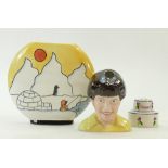 Lorna Bailey ware: Lorna Bailey vase decorated with man fishing next to Igloo with penguin,