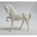 Beswick white satin matt horse: Beswick head tucked, leg up model 1549 in white satin matt.