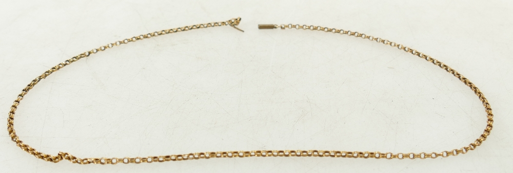 Yellow coloured metal Chain: Yellow coloured metal chain with 9c tag, weighing 2.