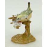 Royal Doulton rare bird Gold Crested Wren HN2548: Royal Doulton Wren perched on a tree with berries,