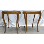 Pair of Gilt Berlin tables: Embroidered tops,
