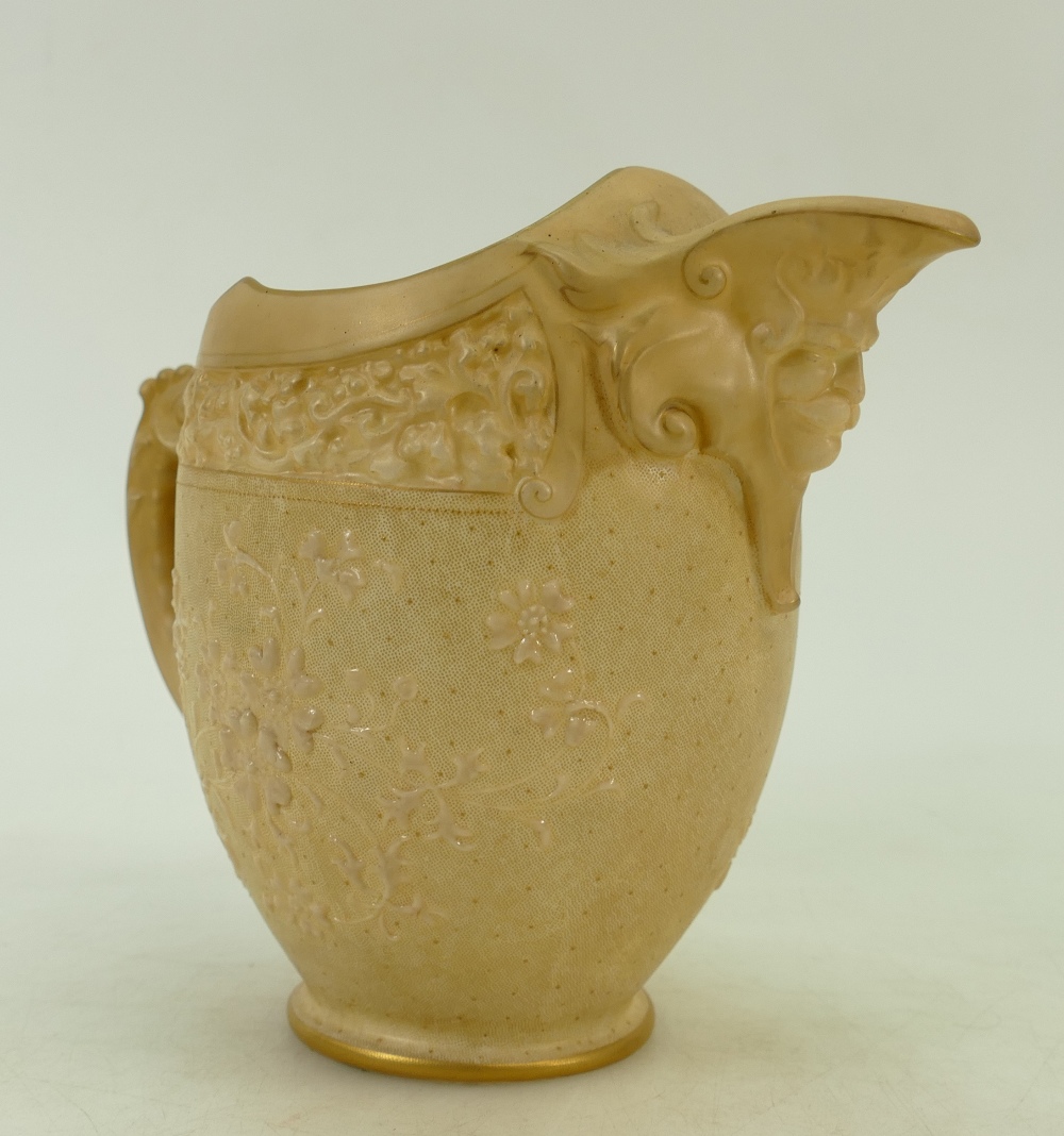 Doulton Burslem Jug: Doulton Burslem ewer decorated all around with flowers and mask head to spout, - Image 6 of 6