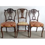 Edwardian Parlour Chairs: Two chairs together with a similar inlaid item.