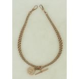 9ct gold Albert Watch Chain: Rose gold 9ct hallmarked double,