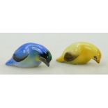 Royal Doulton rare Chicks: Royal Doulton blue chick with head down and another yellow example.