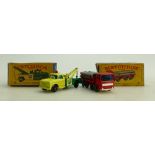 Matchbox Dodge Wreck Truck 13 & Pipe truck 10,