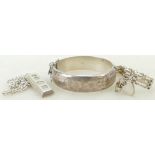 Silver Bangle Ingot & chain and small Gate Bracelet, 81.