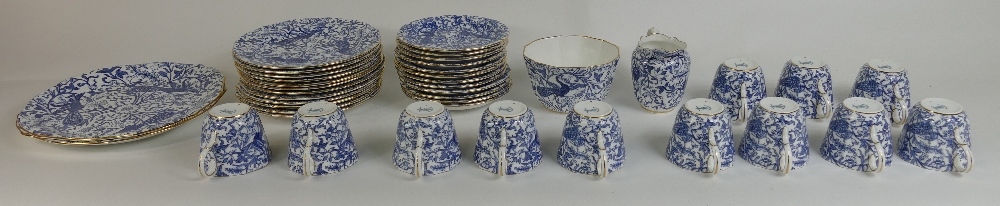 Royal Crown Derby Peacock Blue & White tea ware to include: 12 cups and saucers, - Image 3 of 5