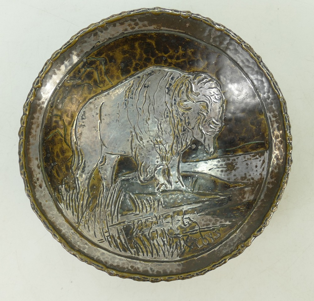 French Loys of Paris Art Deco Silvered Bronze Small Tazza: With Buffalo decoration, - Image 4 of 5