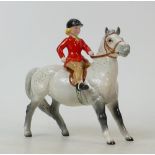Beswick Rare Girl on Grey Pony 1499: Beswick Girl in Red Jacket & Brown Breaches