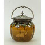 Doulton Burslem Galleon Biscuit Barrel: 19th Century Doulton Burslem biscuit barrel decorated with