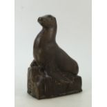 Royal Doulton Garbe Sealion: Royal Doulton 1920s Stoneware model of a Sealion on a glacier by